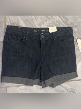 NWT Lauren Conrad Womens The Boyfriend Dark Denim Cuffed Shorts Size 16